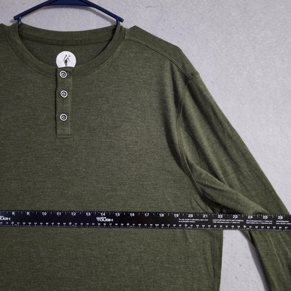 NWOT Toes On The Nose Mens Green Heathered Henley Long Sleeve Shirt Size Large - Picture 3 of 10
